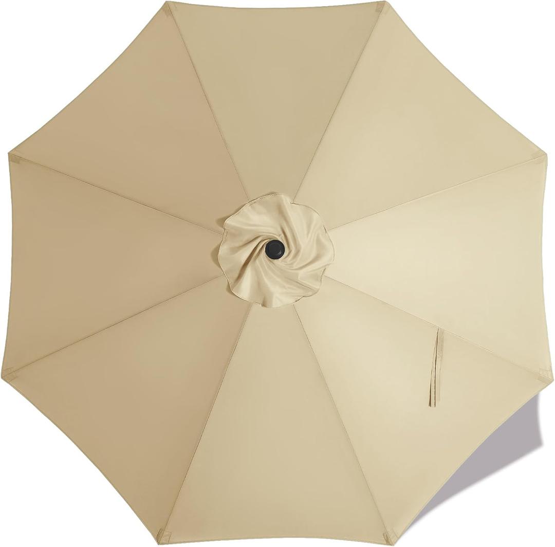 MASTERCANOPY Patio Umbrella 9 ft Replacement Canopy for 8 Ribs-Beige Canopy Only