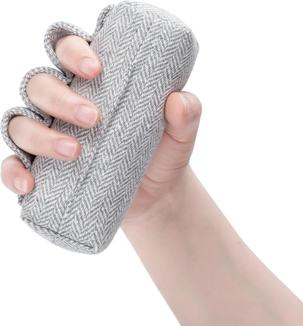SWISSELITE Hand and Finger Contracture Cushion, Palm Grips with Elastic Band or Separator, Hand Grab Pad for Rehab Patient Palm Protect, Help with Hand Rehabilitation (Separate Nylon-Cotton Beige)