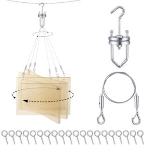 Hicarer 22 Pack Swiveled Cabinet Door Painting Hanger and Drying Rack Set, Cabinet Hangers for Spray Painting Unfinished Doors with 1 Paint Swivel Hook, 1 Picture Hanging Wire and 20 Pcs Screw Hooks