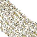 Luomorgo 3 Yards Rhinestone Trim Chain, 0.59 Inch Wide Sparkly Clear Crystal Chain for Sewing, Crafts, Bridal Dress Decoration, DIY Jewelry Making, Party Decor (Gold)