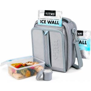 Titan by Arctic Zone Expandable Lunch Box – Insulated, Crush-Resistant Cooler with 2 Ice Walls & Leak-Proof Lining – Meal Prep Bag with Strap & Container for Work & Travel | Black