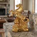 Veemoon Chinese New Year Horse Statue, Horse Statue 2026 Golden Feng Shui Animal Figurine Vintage Resin Standing Sculpture S for Office Home Store Decorations Party Favor 3. 42x1. 97x1. 18in