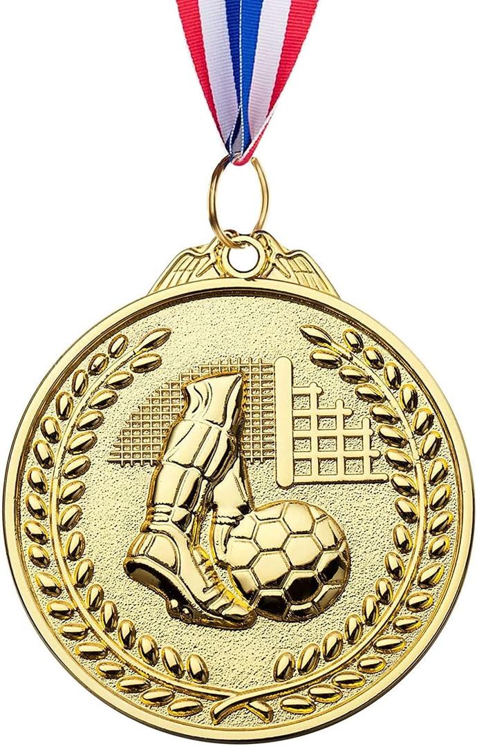 12 Pack Soccer Medals for Kids, metals Gold Award Medals Suitable for sports competitions Celebration and Party Favors
