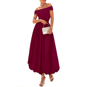 PRETTYGARDEN Womens Summer Off Shoulder Sleeveless Midi Dress Cocktail A Line Flowy Wedding Guest Dresses with Pockets M