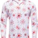 Hi-Tie Mens Christmas Dress Shirts Long Sleeve Casual Ugly Santa Claus Button Down Xmas Shirts for Men Party Holiday (Small)