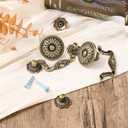 12 Pcs 3" Bail Handle Drop Pulls and 1.38" Vintage Flower Shape Cabinet Drawer Knobs Antique Bronze Cabinet Pull Handles with Screws for Drawer Dresser Closet Wardrobe (Floral Style)