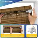 No Drill No Tools Bamboo Roman Shades, Cordless Light Filtering Window Blinds with Valance, Natural Woven Wood Shades for Living Room Dining Room, Brown, 22" W x 48" H