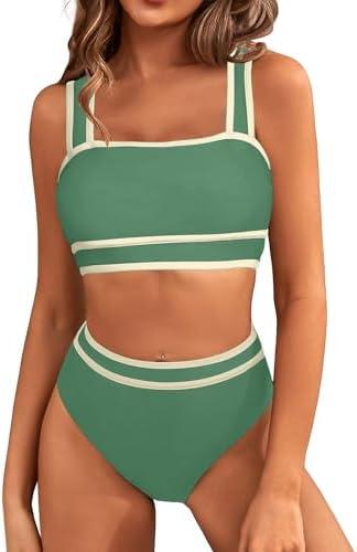 MELYUM High Waisted Bikini Sets for Women Two Piece Swimsuit Tummy Control Modest Bathing Suit Teens Swim Suits 2025, XL