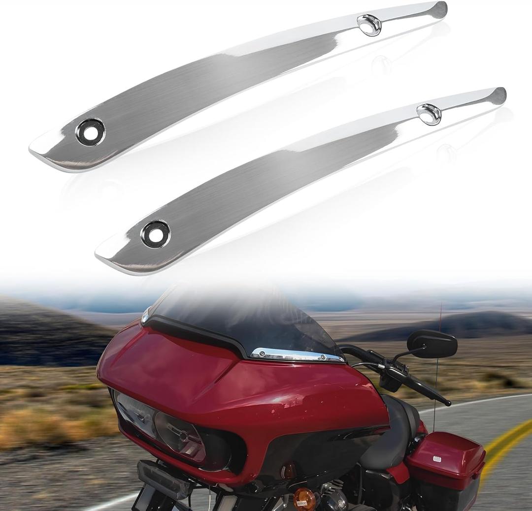 Side Road Glide Windshield Trim, Split Front Windscreen Side Molding Windshield Trim Kit for Harley Road Glide Ultra FLTRU FLTRX Special FLTRXS 2015-2023 Accessories (2PCS) (Silver)