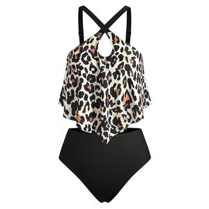 ZAFUL Two Piece Tankini Swimsuits for Women High Waisted Tummy Control Bathing Suit Sexy Criss Cross Cutout Tank Bikini Set 2025(Multicolor,L)