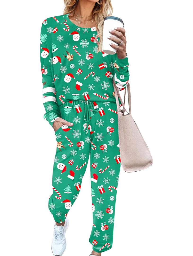 Ekouaer Sweatsuits Womens Loungewear Set Tracksuit Long Sleeve Pajamas Set with Pockets 2 Piece Outfits Lounge Sets S