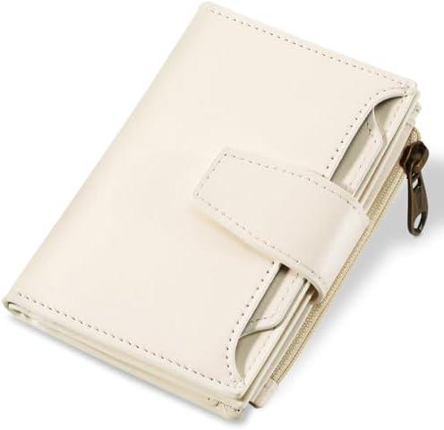 Airkit Small Wallet Women RFID Blocking Soft Leather Bifold Compact Card Holder Wallet for Women with Zipper Coin Pocket 4 ID Window