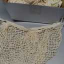 Eccliy 12 Pcs Reusable Mesh Grocery Bags Portable Cotton Produce Containers Washable Net Mesh Tote Bag Handle String Shopping(Beige)