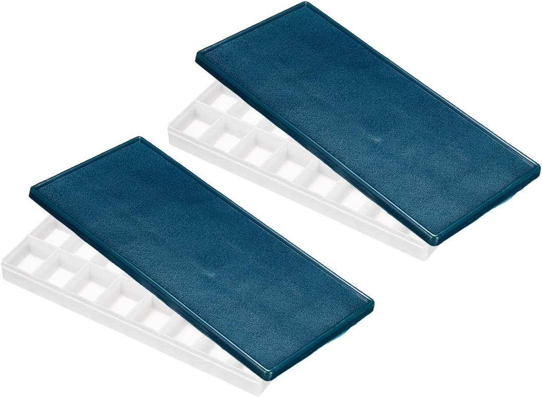 PATIKIL 24 Compartments Paint Palette, 2 Pack Plastic Painting Tray Deep Saver Box Detachable with Soft Cover Art Supplies Storage Organizer for Watercolor Gouache Oil Paint Art