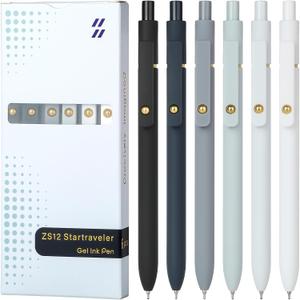 Ddaowanx Gel Pens, 0.7mm Quick Dry Black Ink,Fine Point Smooth Writing Pens,Office School Supplies,Gifts for Women Man(6Pcs Black White Gray, Black)
