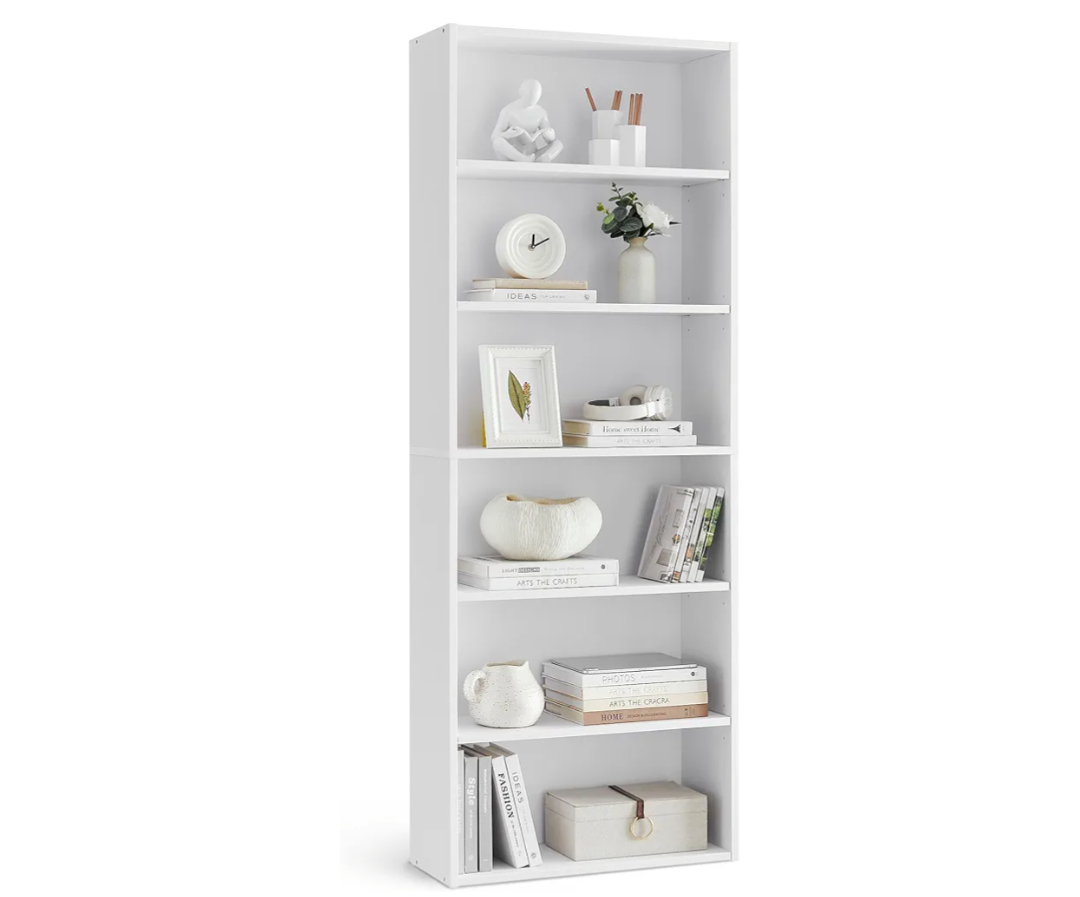VASAGLE CUSTOS Collection - Bookshelf, 6-Tier Bookcase, Book Shelf, Open Storage Shelf, 9.4 x 23.6 x 63.3 Inches, for Living Room, Home Office, Dinning Room, Cloud White ULBC166T14
