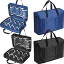 2 Pcs Shoe Bag for Travel with Handle Travel Shoe Organizer Portable Luggage Shoe Storage Bag for Multiple Shoes (Black, Blue)
