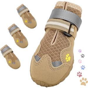 Dog Shoes for Large Medium Small Dog, Mesh Breathable Dog Shoes for Hot Pavement, Anti-Slip Dogs Boots Paw Protectors with Reflective for Outdoor Walking Indoor Hardfloors (Size 3)