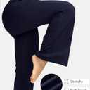 SANTINY Bootcut Pants for Women 28.5"/30.5"/32" Loose High Waisted Wide Leg Leggings Dress Work Flare Yoga Pants with Pockets (XL)