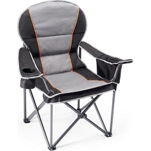 NEWBULIG Oversized Folding Camping Chair for Adults, Portable Outdoor Collapsible Chairs, 500 LBS Heavy Duty Support, with Cup Holders, for Lawn, Fishing, Hiking, Black