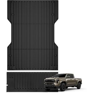 TripleAliners Truck Mat Compatible with 2024-2026 Toyota Tacoma 6FT Accessories, Truck Bed Mat Heavy Duty Custom Fit All Weather Protection TPE Pickup Liner, with Tailgate Mat