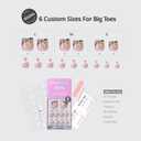BTArtbox Press On Toenails Short - Isle Plumeria Pedi, Easy-to-Apply Flower French Tip Square Toe Nail Press Ons with Glue and Adhesive Tabs in 15 Sizes - 30 Toenails All-in-One Kit