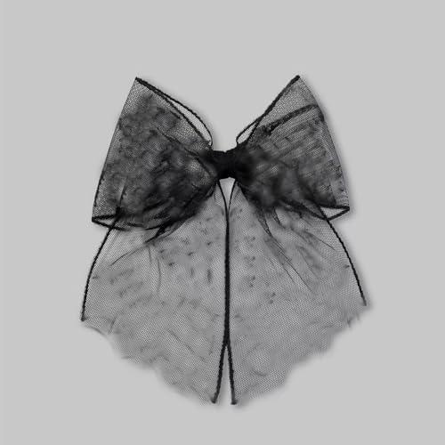 WRBAJIS Halloween Bow Hair Clips Black Hair Bows Hair Barrettes Soft Mesh Tulle Bats Hairpins Elegant Hair Accessories for Women Girls Halloween Party Favors Supplies, Set of 2