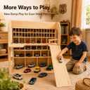 Wooden Toy Car Garage, Pine Wood Parking Garage with Ramp, Kids Vehicle Storage Organizer, Multi-Level Display Shelf for Playroom, Gift for Boys and Girls