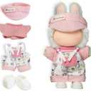 4-Piece Clothes for 17cm Doll, Cute Outfit Set with Hat, Sweater, Overalls, Shoes, Stylish Adorable Dolls Accessories for Display & Dress-Up (No Doll) Pack of 2
