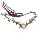 MOSTORY Handmade Elf Moon Crown - Fairy Flower Headpiece Woodland Circlet Elven Floral Headband for Women Girls Renaissance Forest Princess Wedding Bridal Cosplay Bronze Green