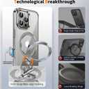 [CD Metal Ring & Invisible 360 Spin Stand] Magnetic Case for iPhone 16 Pro Max [Electroplated Shockproof Bumper ][Compatible with Mag Safe]Cover with Stand for Women Men Slim Clear, Natural Titanium