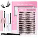 UILULU Lash Clusters Kit 168 Individual Clusters False Eyelashes, DIY Cluster Eye Lash Extensions Kit with Bond & Seal, Remover, Tweezers, Fake Eyelash D Curl-0.07-10-16MM(U24 Lash Kit)