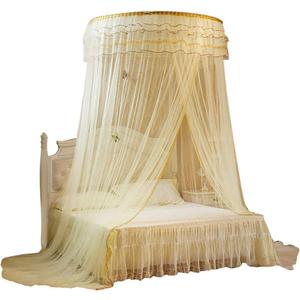 TOPINCN Bed Canopy, Canopy Bedding, 360 Degree Dome Net Bed Canopy with Lace Curtains for Kids Play Tent, Single to King Size