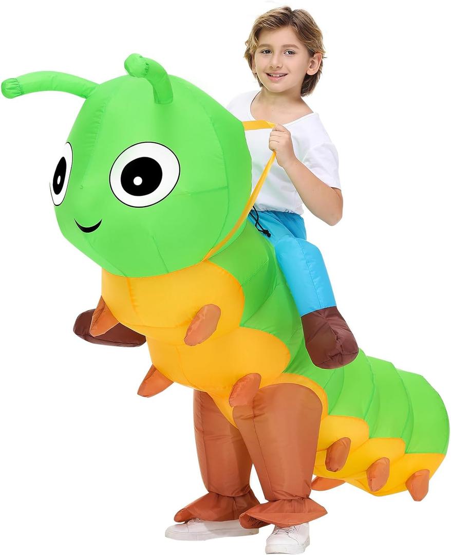 Inflatable Costume for kids,Inflatable Caterpillar Riding Costume,Halloween Blow up Costume for Girls Boys Cosplay Parties
