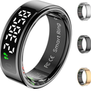 Smart Rings for Men with Display Screen, Fitness Ring with Wireless Charging, Sleep Tracker Ring with Heart Rate, Health Rings for Activity Monitoring/Steps/Calories, for iOS Android (Black,12#)