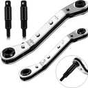 Hvac Service Wrench Tools:3/16 to 3/8 5/16'' x 1/4''Air Conditioner Valve Ratchet Wrench with 2 Hexagon Bit Adapter Kit for Air Refrigeration and Equipment Repair Tools Clearance