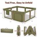 Foldable Baby Playpen with Mat, Foldable Baby Fence Play Yards for Babies and Toddlers, Play Pen with Breathable Mesh and Anti-Fall Pads Green(50''x50‘’)
