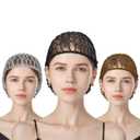 3 PCS Hair Nets for Sleeping Hair Nets Snoods for Women Crochet Sleep Cap Long Hair-Cover Mesh Rayon Knit Snood Hat Thick-Hair Women Hairs Net Crochet Hairs Wraps Sleep Cap (Black Gray Brown)