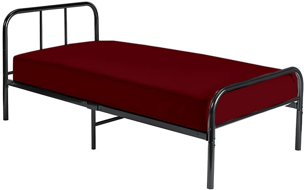 Cot Fitted Sheet 30 x 75, 100% Egyptian Cotton, 1 PC Cot Size Bottom Sheet Only, Perfect for Narrow Twin, Camp Bunk, Army Cots, Trifold Mattress, Camping Cot, Guest Bed Replacement(Burgundy)
