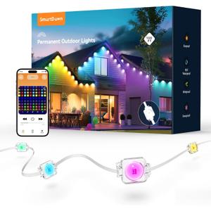 Permanent Outdoor Lights, 100FT 64 Bulbs RGB LED Outdoor String Lights, DIY Scene Mode, IP68 Waterproof Christmas Lights for Daily Decor, House Roof, Holiday Decorations, Outside
