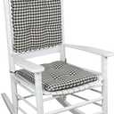 Klear Vu Porch Rocking Chair Cushion Set for Indoor and Outdoor Use, Assembled in The USA, Easy to Clean Stylish Seat and Back Pads with Fabric Ties, 20" x 17" x 2", Gingham Black
