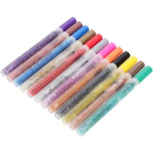 HOMSFOU 12pcs Glitter Paint Markers Metallic Paint Pens for Boys and Girls for Cards Scrapbooks Photo Albums Sparkly Water-based Ink for Creative Projects