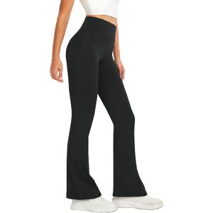 DLOODA Women's Flare Yoga Pants High Waisted Flared Leggings Bootcut Workout Bell Bottoms Leggings Tummy Control (Black S)