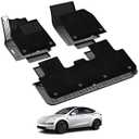 3W Floor Mats with Carpets Fit for Tesla Model Y Juniper, Mental Pedal, Double Layer, TPE All Weather Waterproof Custom Fit Automotive Floor Liners Carpet and Truck Car Liners, Black