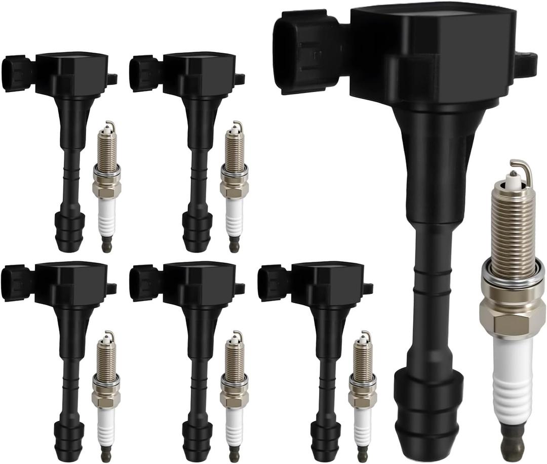 2002-2015 UF349 Ignition Coil Pack&C1406 Spark Plugs Fit for Nissan Altima Maxima Pathfinder Murano 02-09, Infiniti QX4 I35 02-04, 3.5L V6, Frontier, Xterra 05-19, 4.0L V6, Replaces 5C1403 22401 2002-2015 UF349 Ignition Coil Pack&C1406 Spark Plugs Fit for Nissan Altima Maxima Pathfinder Murano 02-09, Infiniti QX4 I35 02-04, 3.5L V6, Frontier, Xterra 05-19, 4.0L V6, Replaces 5C1403 22401