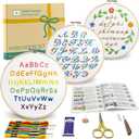 Bradove 3 Sets Alphabet Letter Practice Embroidery Kit for Beginners Adults Kids, Learn to Embroider Kit Adult Beginners