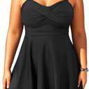 Aqua Eve Plus Size Two Piece Swimsuits for Women Tankini Bathing Suits Flowy Swim Dress with Shorts (Black) 30W