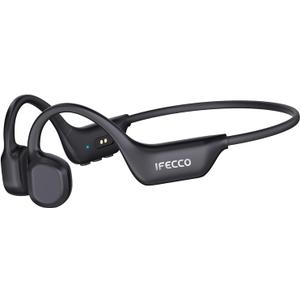 IFECCO Bone Conduction Headphones Bluetooth 6.0 - IP67 Waterproof Bone Conduction Headphones with Mic,Wireless Open Ear Earbuds for Running Gym Walking Cycling (Black)