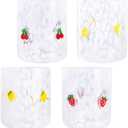 4 PCS 14 Ounce Icon Juice Glasses,Anthropology Glass Cups,Juice Drinking Cups,Four Patterns,Strong and Durable Glasses Are The Great Gifts for Friends!