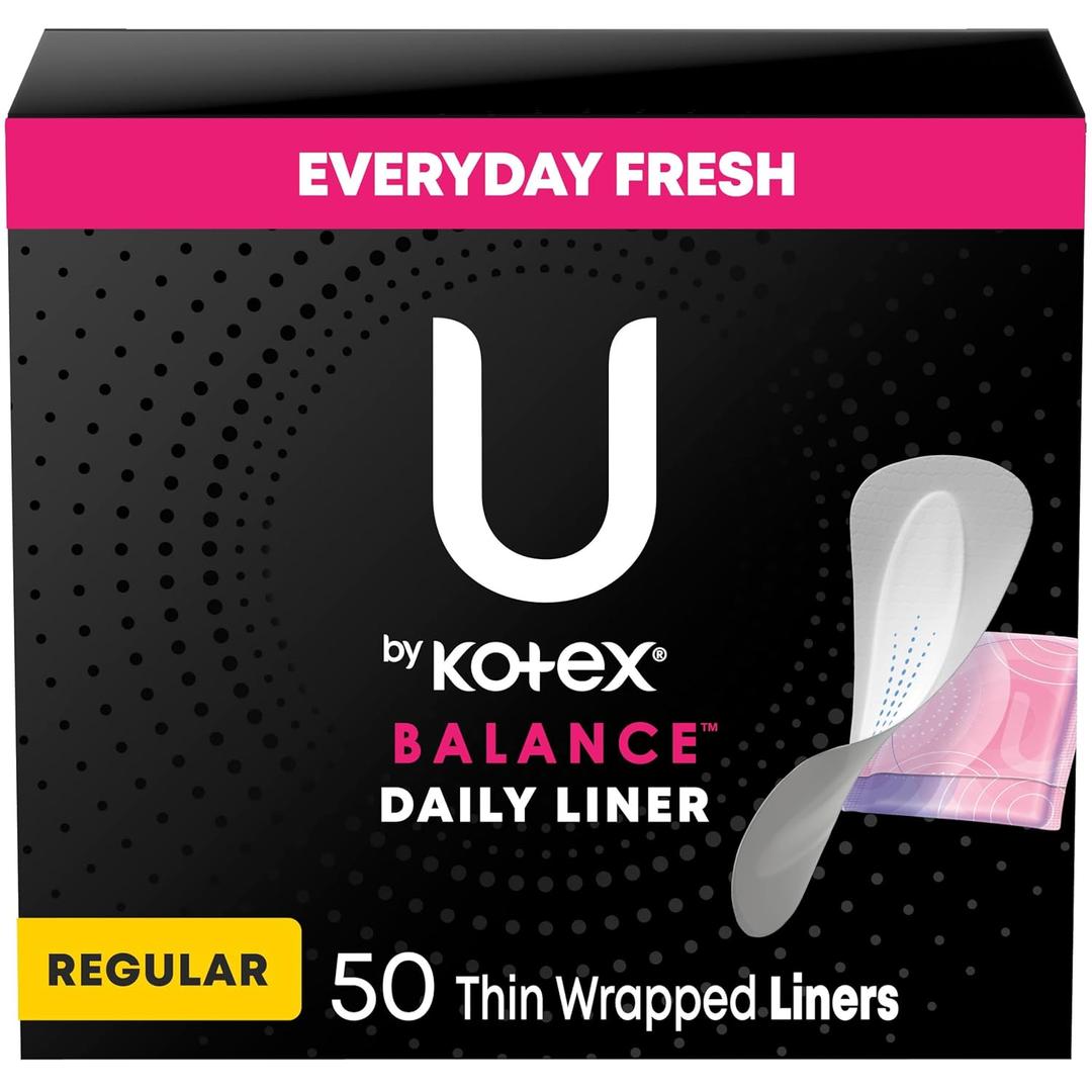 U by Kotex Balance Daily Panty Liners, Wrapped, Light Absorbency, Regular Length, 50 Count 